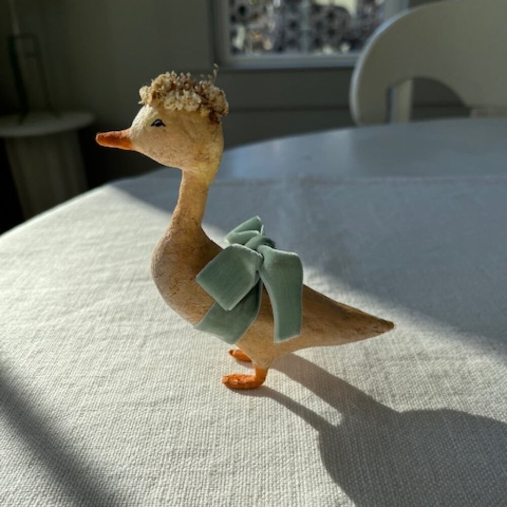 Handmade spun cotton goose.